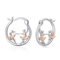 wholesale 925 Sterling Silver Hoop Earrings Wholesale With Ballerina Design-Huggie