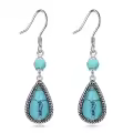 wholesale 925 Sterling Silver Teardrop Turquoise Stone Drop Earrings for Women-0-0