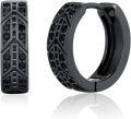wholesale 925 Sterling Silver Black CZ Geometric Patterned Hoop Huggies Punk Style Earrings for Men & Women-0-0