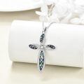 wholesale 925 Sterling Silver Abalone Shell Inlay Cross Pendant Necklace Religious s for Women and Men-0-2