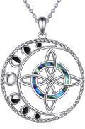 wholesale 925 Sterling Silver Abalone Shell Celtic Knot Moon Phase Pendant Necklace-0-0