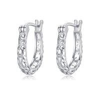 wholesale 925 Sterling Silver Floral Scrollwork Huggie Hoops for Women's s-Filigree