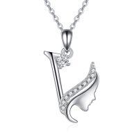 wholesale 925 Sterling Silver Alphabet A Z Initial Letter Pendant Necklace for Women Jewelry Gifts-V