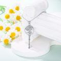 wholesale Sterling Silver Diamond Birth Flower Key Necklace for Women-0-42