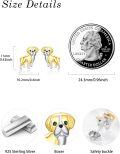 wholesale 925 Sterling Silver Gold Plated Puppy Stud Earrings for Women Dog Lover Gift-0-2