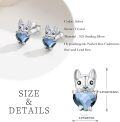 wholesale 925 Sterling Silver Heart-Shaped French Bulldog Stud Earrings with Blue Crystal for Women Pet Lovers-0-1
