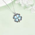 wholesale 925 Sterling Silver Blue Moonstone & White Topaz Four-Leaf Clover Pendant Necklace Gift for Women/Mom-0-3