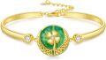wholesale 14K Gold Plated Sterling Silver Jade Bracelet for Women Lotus Sunflower Tree of Life Hummingbird Dragonfly Bee Butterfly Cat Birthday Mothers Day Gifts for Mom Grandma-0-12