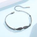 wholesale 925 Sterling Silver Black Angel Wing Chain Link Bracelet - Vintage Style Adjustable  for Women & Men-0-4