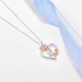wholesale 925 Sterling Silver Heart-Shaped Flower Necklace with Rose Gold Sunflower Pendant and Cubic Zirconia Stones-0-1