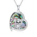 wholesale 925 Sterling Silver I Love You Forever Chihuahua Abalone Heart Pendant Necklace With Cubic Zirconia-0-0