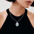 wholesale 925 Sterling Silver Turquoise St Peregrine Medal Prayer for Us Pendant Necklace-0-3