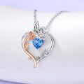 wholesale TOUPOP December Birthstone Necklace 925 Sterling Silver Rose Heart Topaz Necklace Heart Butterfly Pendant Necklace Jewelry Anniversary Birthday Christmas Gifts For Women Her Wife Girlfriend Mom -0-3