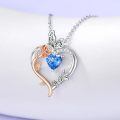 TOUPOP Sterling Silver Topaz Heart Butterfly Pendant Necklace-0-3