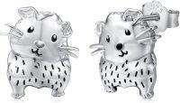 wholesale 925 Sterling Silver Guinea Pig Stud Earring Set for Women Girls Animal Lover Gifts 3D Cute Pet Jewelry Sets Minimalist Fashion Accessories Valentines Day Birthday Present Ideas-Silver