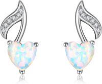 wholesale 925 Sterling Silver Heart Opal Stud Earrings for Women - Hypoallergenic s-Music Note
