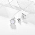 wholesale 925 Sterling Silver Opal Flower 4-Leaf Stud Earrings for Women - Christmas Gift-0-1