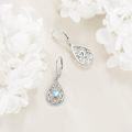 wholesale 925 Sterling Silver Teardrop Heart Moonstone & Turquoise Leverback Drop Earrings for Women-0-2