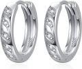 wholesale 925 Sterling Silver Cubic Zirconia Wave Huggie Hoop Earrings for Women and Men-0-0