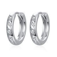 wholesale 925 Sterling Silver Cubic Zirconia Wave Huggie Hoop Earrings for Women and Men-Silver