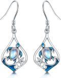 wholesale 925 Sterling Silver Moonstone Sea Turtle Dangle Earrings Hawaiian Beach Ocean s for Women-0-0