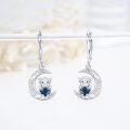 wholesale 925 Sterling Silver Blue Crystal Cow Moon Stud Earrings for Women Girls-0-2