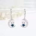 wholesale 925 Sterling Silver Blue Crystal Cow Moon Stud Earrings for Women Girls-0-2