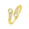 wholesale 14K Gold & White Opal Toe Ring with Zircons, Adjustable Size for Women-0-0