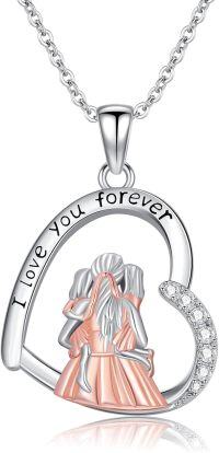 wholesale 925 Sterling Silver I Love You Forever Mother and Daughter Necklace with Heart Pendant 18K Gold Plated Jewelry for Women-Mom&2 Daughter-hug2