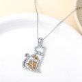 wholesale Sterling Silver Lab Grown Diamond Cat Birth Flower Necklace for Women-0-27