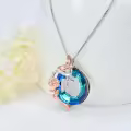 TOUPOP Sterling Silver Blue Crystal M Initial Butterfly Rose Necklace-0-5