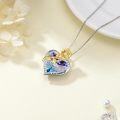wholesale 925 Sterling Silver Purple Swarovski Crystal Mom Love You Forever Heart Sunflower Pendant Necklace-0-4