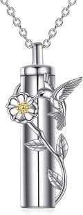 wholesale 925 Sterling Silver Hummingbird Urn Necklace with Ashes Holder 19mm, 18 Chain-0-0