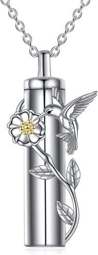 wholesale 925 Sterling Silver Hummingbird Urn Necklace with Ashes Holder 19mm, 18 Chain-bar