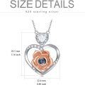 wholesale 14k White Gold Plated 925 Sterling Silver Cubic Zirconia Heart Pendant Necklace 20in Chain-0-3