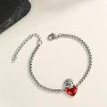 wholesale 925 Sterling Silver Red Heart Crystal Skull Charm Bracelet Gothic s for Women and Men-0-1