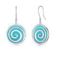 wholesale 925 Sterling Silver Turquoise Spiral Drop Earrings White Gold Plated-0-0