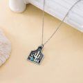 wholesale 925 Sterling Silver Turquoise Southwest Desert Cactus Pendant Necklace for Women Girls Gifts-0-4