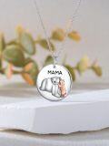 wholesale 925 Sterling Silver Mama Bear Pendant Necklace with Cub Charm and I Love My Cubs Inscription-0-4