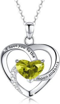 wholesale Sterling Silver Birthstone Heart Necklace Infinity Love Pendant-1469G-Y