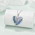 wholesale 925 Sterling Silver Abalone Shell Angel Wing Pendant Necklace with Cubic Zirconia Center Stone-0-1