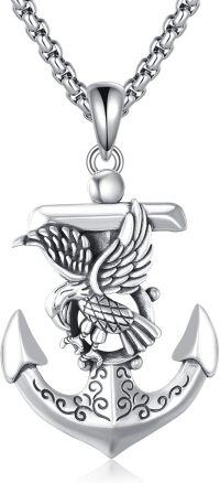 wholesale 925 Sterling Silver Eagle on Anchor Pendant Necklace for Men Sailor's Gifts-Eagle Anchor