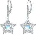 wholesale 925 Sterling Silver Star Moonstone Celtic Knot Drop Earrings with Leverbacks-0-0