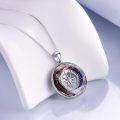 wholesale 925 Sterling Silver Rainbow Crystal Compass Pendant Necklace for Women's Graduation Gifts-0-2