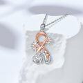 wholesale 925 Sterling Silver Pink Ribbon Pendant Necklace - Never Give Up Breast Cancer Awareness Jewelry for Women Gifts-0-2