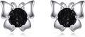 wholesale 925 Sterling Silver Butterfly Black Druzy Stud Earrings - Cute Fashion Jewelry for Women Gift Ideas-0-0
