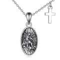 wholesale 925 Sterling Silver Saint Michael Archangel Pendant Necklace with Cross Charm Christian Jewelry for Men Women 45cm Chain Length-0-0