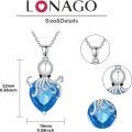wholesale 925 Sterling Silver Blue Topaz Heart-Shaped Octopus Pendant Necklace-0-4