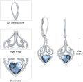 wholesale 925 Sterling Silver Heart-Shaped Blue Crystal Dangle Earrings with Filigree Design and Anchor Charm - Hypoallergenic Jewelry for Women-0-2