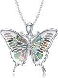 wholesale 925 Sterling Silver Mother of Pearl Inlay Butterfly Pendant Necklace for Women-0-0
